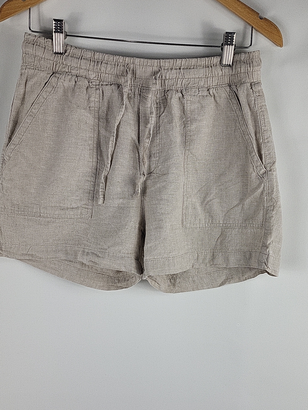 Silver Jeans Beige Linen-Blend Drawstring Shorts Medium
